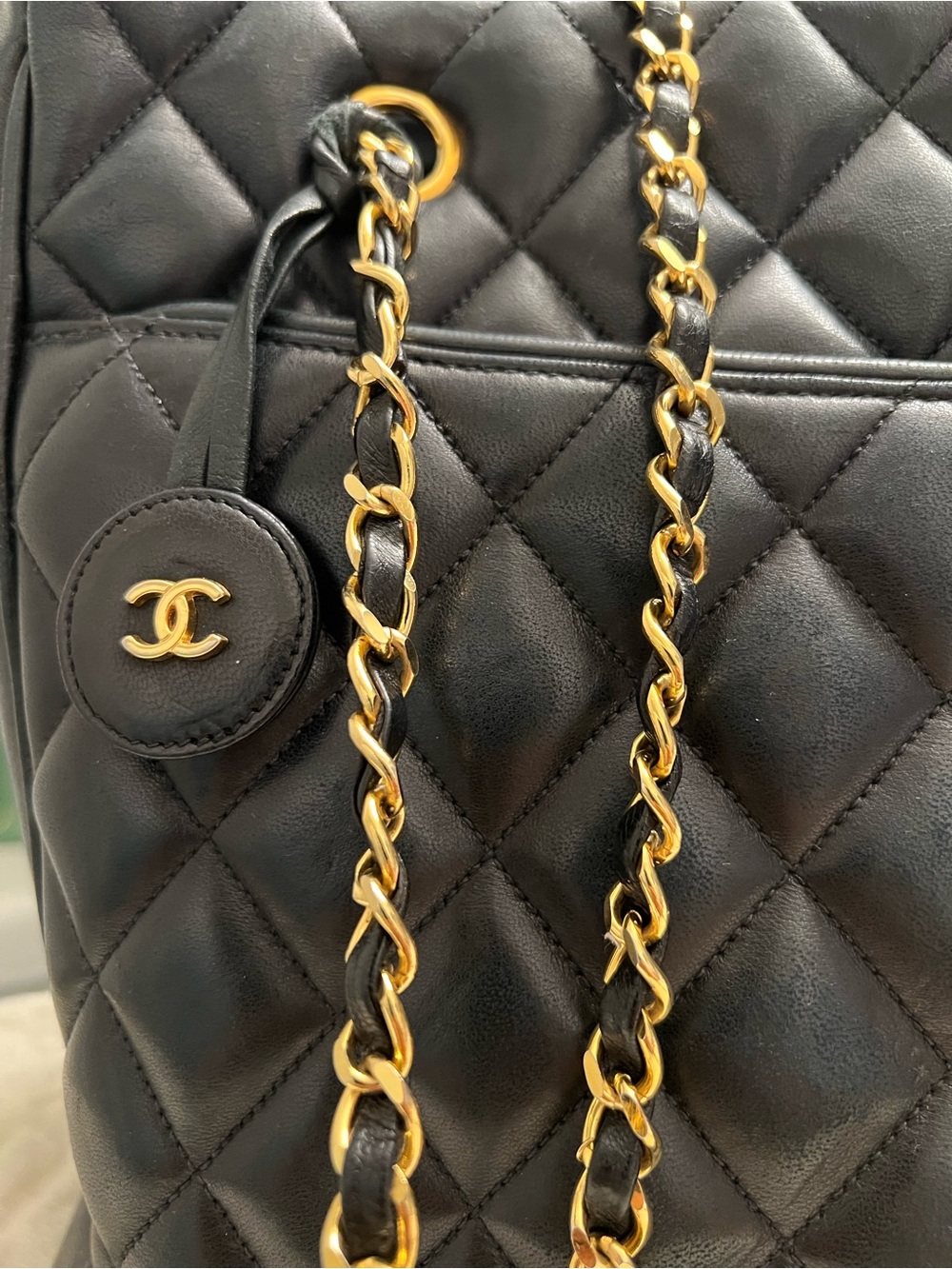 Vintage Chanel Quilted Matelasse CC Chain Shoulder Bag Dark Navy Lambskin - Picture 7 of 13